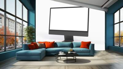 Realistic flat screen computer monitor 3de style mockup with blank screen isolated 3d Wall mural