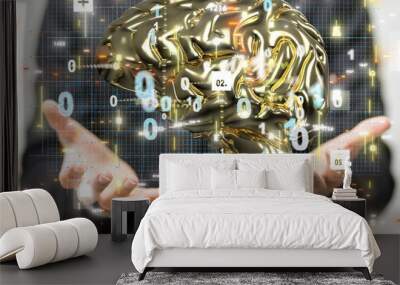 science AI smart brain artificial system network digital Wall mural