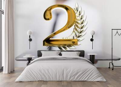 Second or two  Years award Digital number award Anniversary 3d. Wall mural