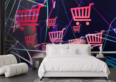 Shopping Cart Flat Design E-Commerce Icon Wall mural