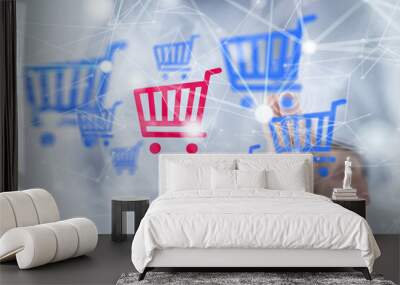 Shopping Cart Flat Design E-Commerce Icon Wall mural