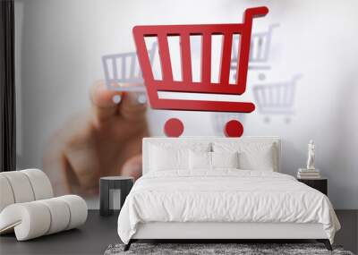 Shopping Cart Flat Design E-Commerce Icon Wall mural