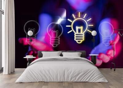 solution concept business idea lamp Wall mural