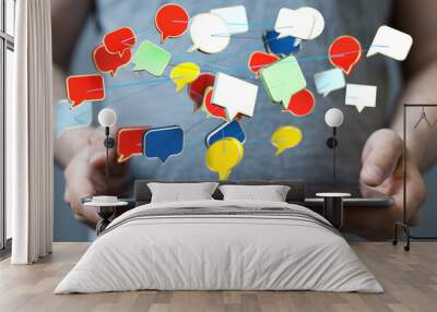 speech bubbles, communication concept 3d Wall mural