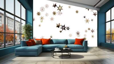 stars background, sparkle lights confetti falling. magic shining Flying christmas stars on night Wall mural