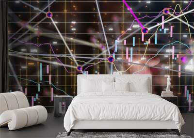 stock market graph business digital - 3d Wall mural