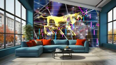 stock market graph business digital - 3d Wall mural