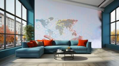 Structure of world economy, communication network global - connection Wall mural