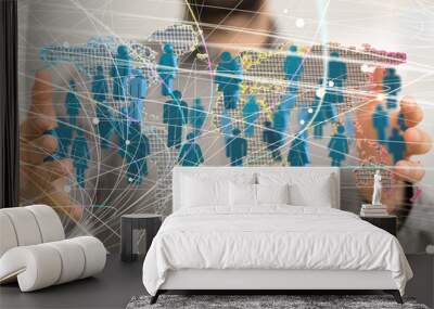 Structure of world economy, communication network global Wall mural