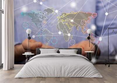 the Global Network Of People global - 3d Wall mural