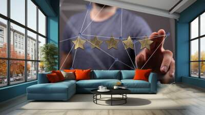 touching technology interface with ranking stars Wall mural