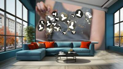 using social network connection 3D rendering Wall mural