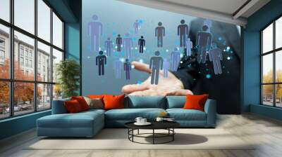 videoconference group of people talking in social network business Wall mural