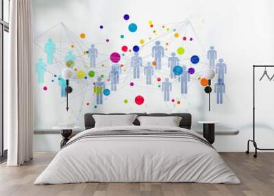 videoconference group of people talking in social network Wall mural