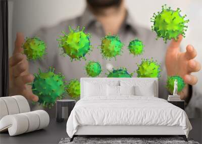 Virus abstract background. protection Genetics Bacteriological Microorganism.. Wall mural