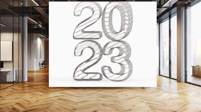 year 2023. 3D illustration numbers isolated white background Wall mural