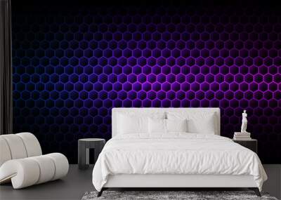 Hexagon purple background. Gradient cells texture. Futuristic color wallpaper. Modern neon design. Abstract geometric backdrop. Vector illustration Wall mural