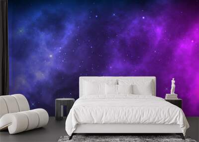 Space background with realistic nebula and shining stars. Colorful cosmos with stardust and milky way. Magic color galaxy. Infinite universe and starry night. Vector illustration Wall mural