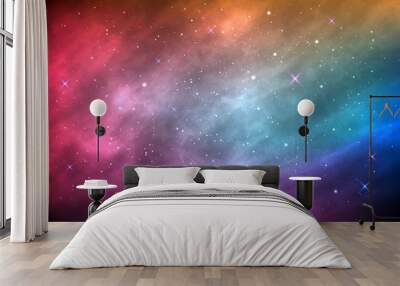 Space background. Color nebula with shining stars and stardust. Abstract futuristic backdrop. Realistic colorful galaxy. Brochure, poster or banner template. Vector Illustration Wall mural