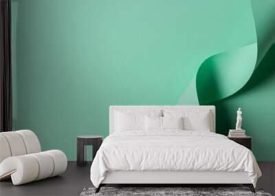 Abstract geometric shape green color paper background Wall mural