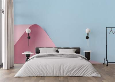 Abstract geometric shape pastel pink and blue color paper background Wall mural