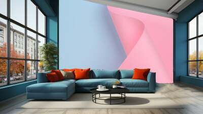 Abstract geometric shape pastel pink and blue color paper background Wall mural