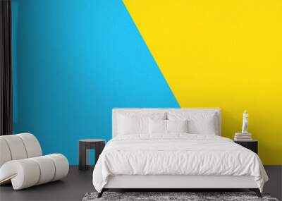 Abstract yellow, red and light blue color paper geometry composition banner background Wall mural