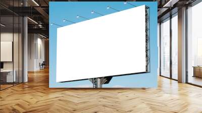 Large white blank billboard for outdoor advertisement, information board on blue sky background Wall mural