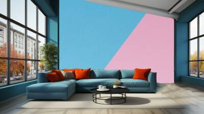 Soft pink and light blue pastel colored paper background. Wall mural