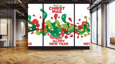 clean concept. abstract fluid wave of red and green. christmas and happy new year greeting card design set template vector illustration Wall mural