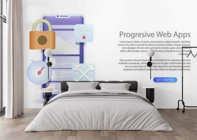 progresive web apps. smartphone web based application development concept vector illustration Wall mural