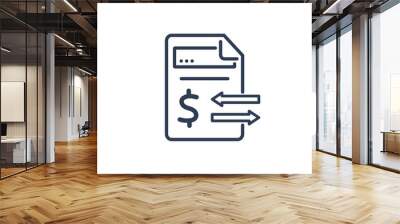 Electronic  financial documentation. Financial operations income, expense. Accounting control.Vector linear icon on a white background. Wall mural