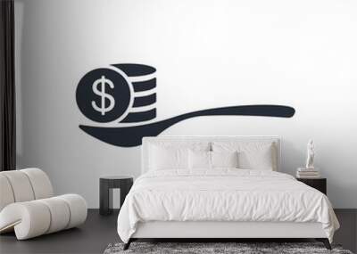 Spoon and money. Vector icon isolated on white background. Wall mural