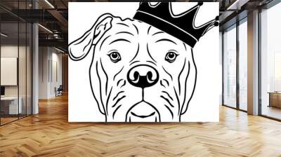 Old Tyme Bulldog Wearing A Crown Wall mural