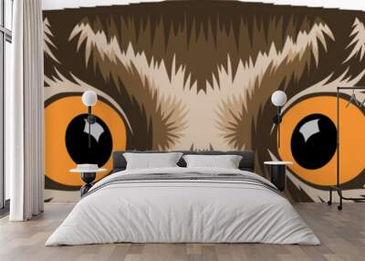 Owl Face Peeking Color Wall mural