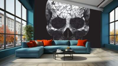 Skull with triangles. Abstract low poly vector illustration. Wall mural