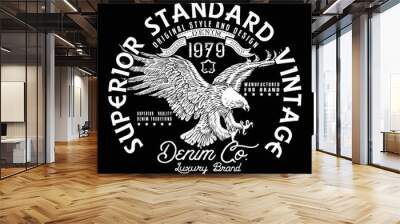 SUPERIOR STANDARD VINTAGE.DENIM COMPANY.VECTOR .Heritage vector design Wall mural