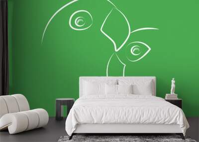 Linear illustration of hugging Lovebirds. Vector element for logos, icons, and your design Wall mural