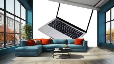 Hovering aluminium laptop with blank screen and new design Wall mural