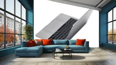 Hovering aluminium laptop with blank screen and new design Wall mural