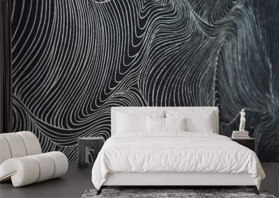 Abstract lines background black with gold Wall mural