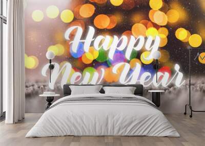 Illustration of happy new year 2020 calligraphy text Wall mural