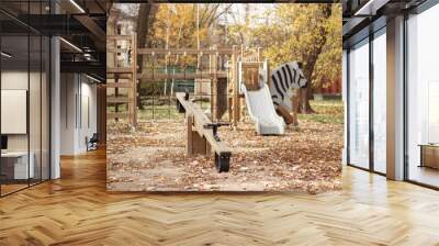 Children's playground in natural colors. Wall mural