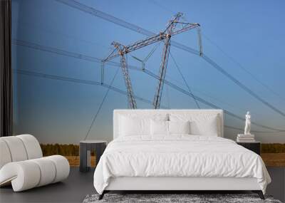 High-voltage power line with towers Wall mural