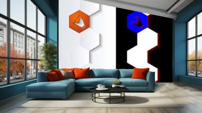 Hexagons_Orange_Icon_Vertical Wall mural