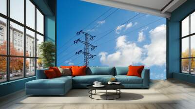 power lines of blue sky Wall mural