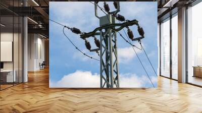 power lines on a sky background Wall mural