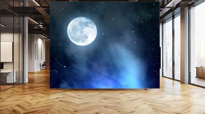 night sky with stars,nebula and moon Wall mural