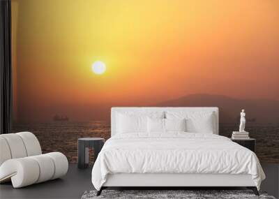 bronze sunset over the sea Wall mural