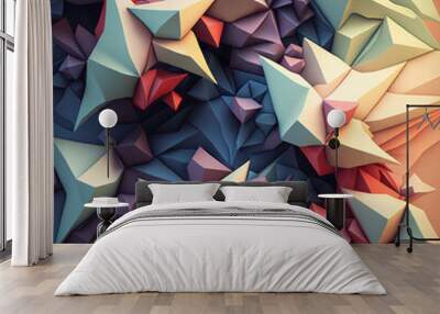 Generative AI illustration of low polygonal geometric abstract shape background Wall mural